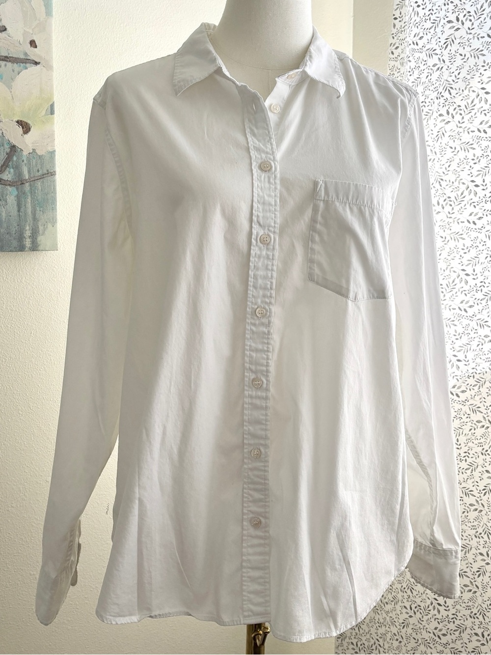 GAP Perfect Shirt White Organic Cotton Button Down Top Size L Classic Boyfriend - Picture 10 of 10